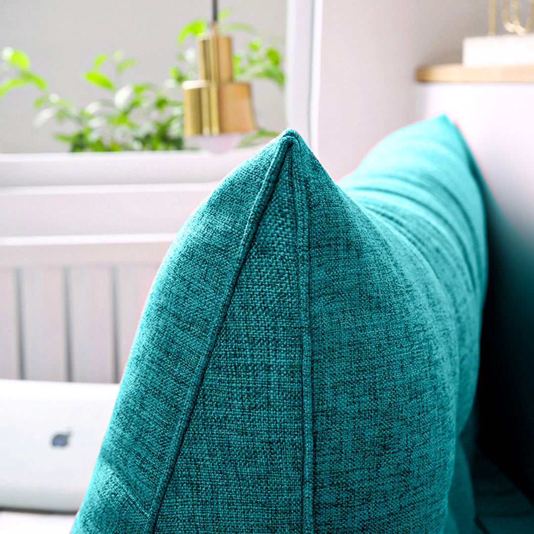 SOGA 120cm Blue Green Triangular Wedge Bed Pillow Headboard Backrest Bedside Tatami Cushion Home Decor