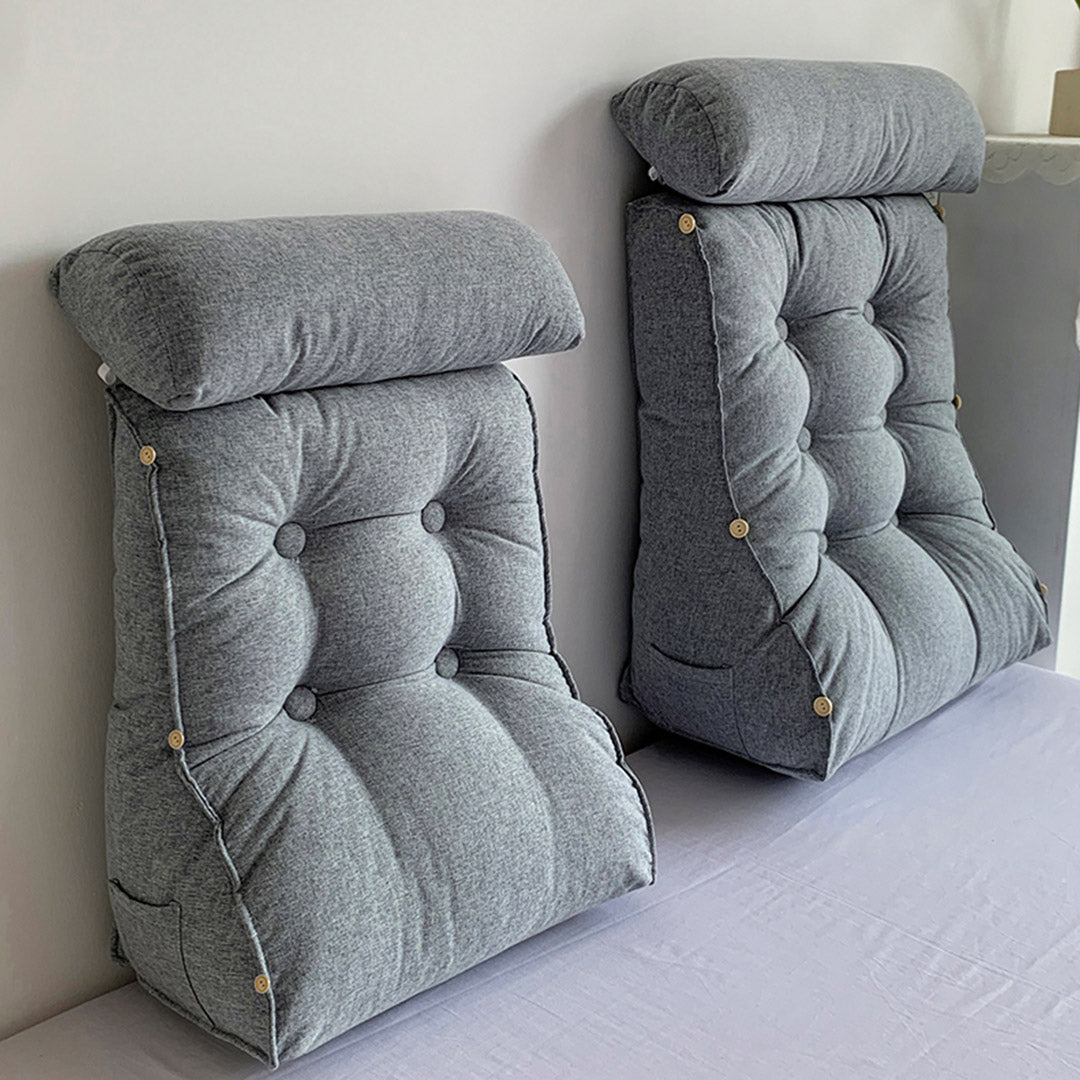 SOGA 4X 45cm Silver Triangular Wedge Lumbar Pillow Headboard Backrest Sofa Bed Cushion Home Decor