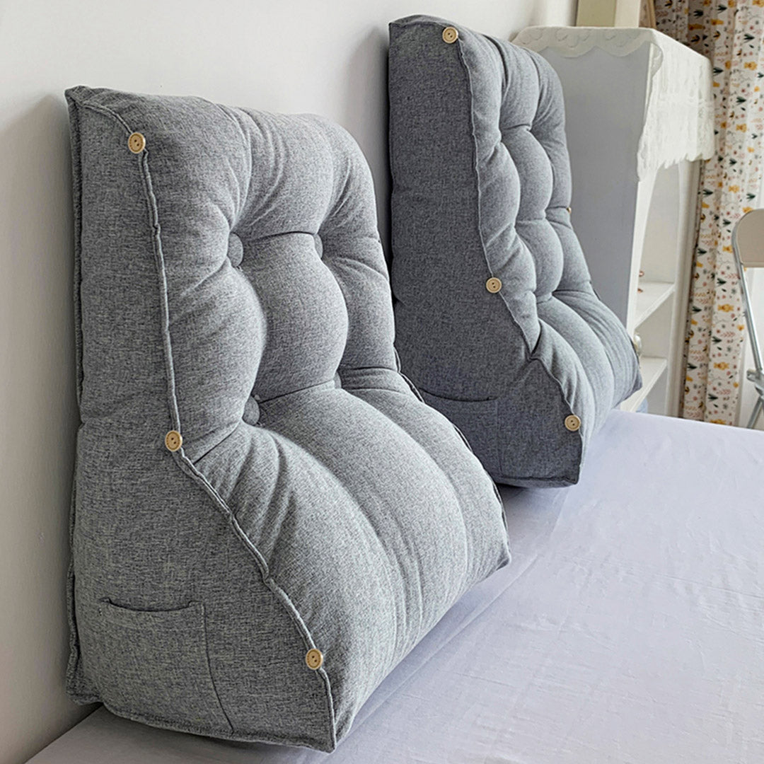 SOGA 4X 45cm Silver Triangular Wedge Lumbar Pillow Headboard Backrest Sofa Bed Cushion Home Decor