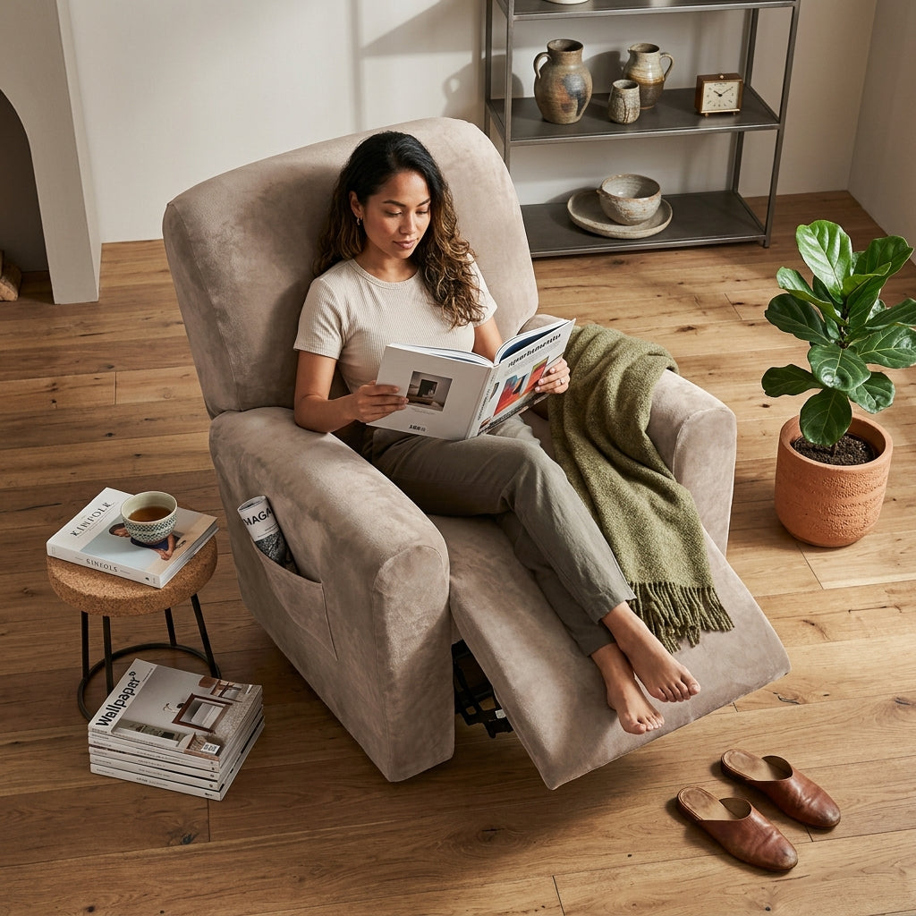 Velvet Taupe Recliner Covers