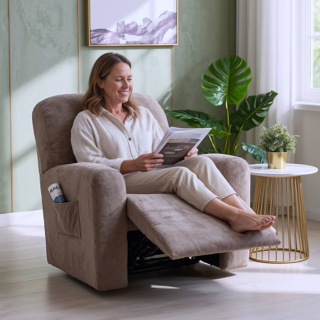 Velvet Taupe Recliner Covers