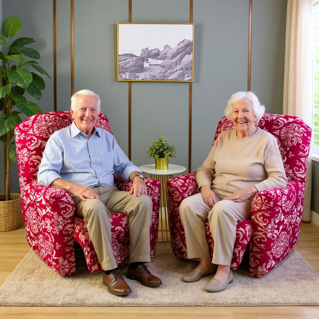 Crimson Flourish Recliner Covers