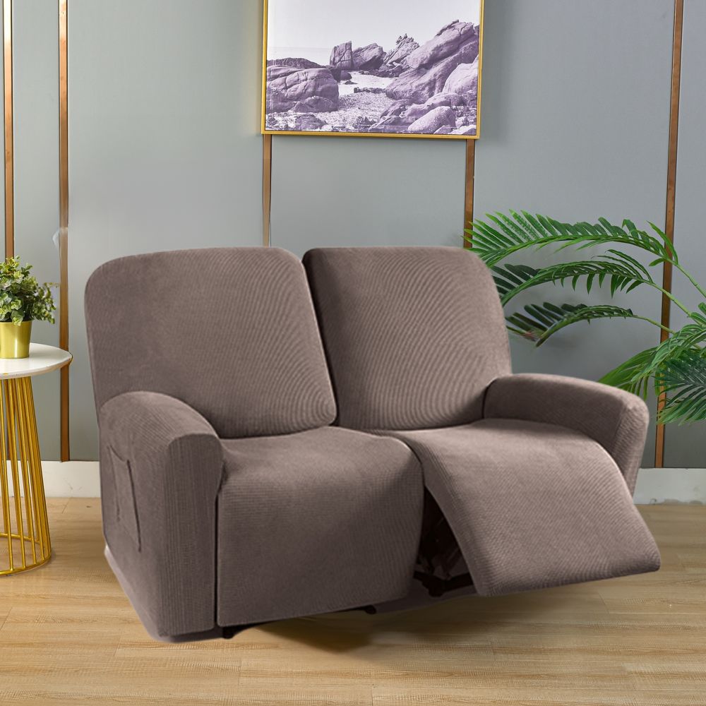 2-Seater Jacquard Beige Recliner Covers