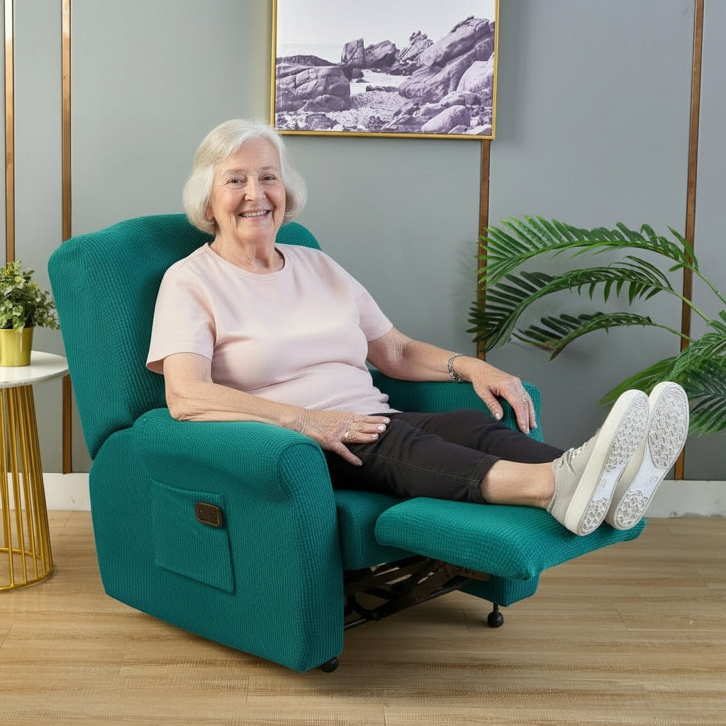 Jacquard Lake Blue Recliner Covers