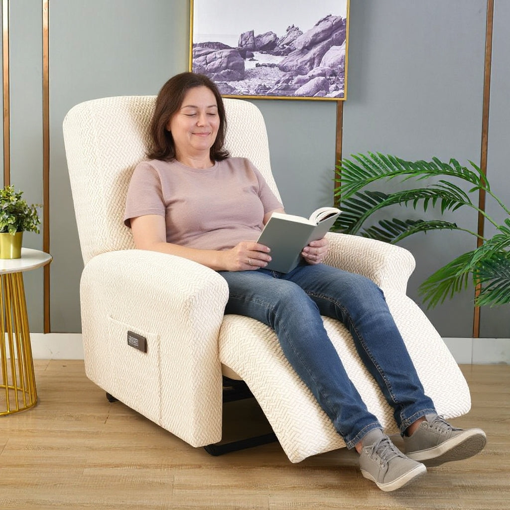 Jacquard White Recliner Covers