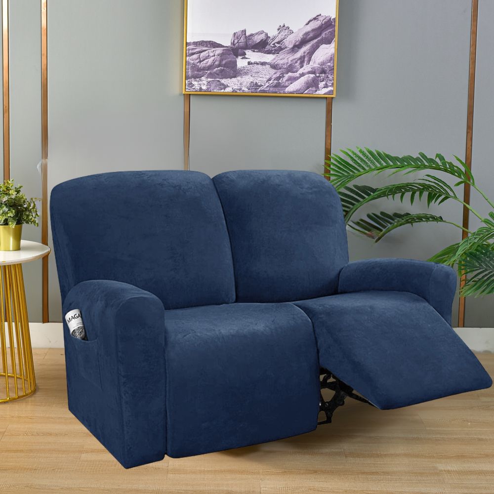 2-Seater Velvet Navy Recliner Covers