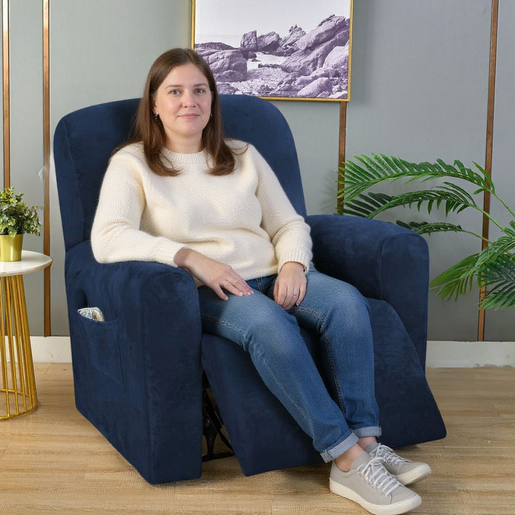 Velvet Navy Recliner Covers