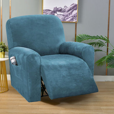 Velvet Lake Blue Recliner Covers
