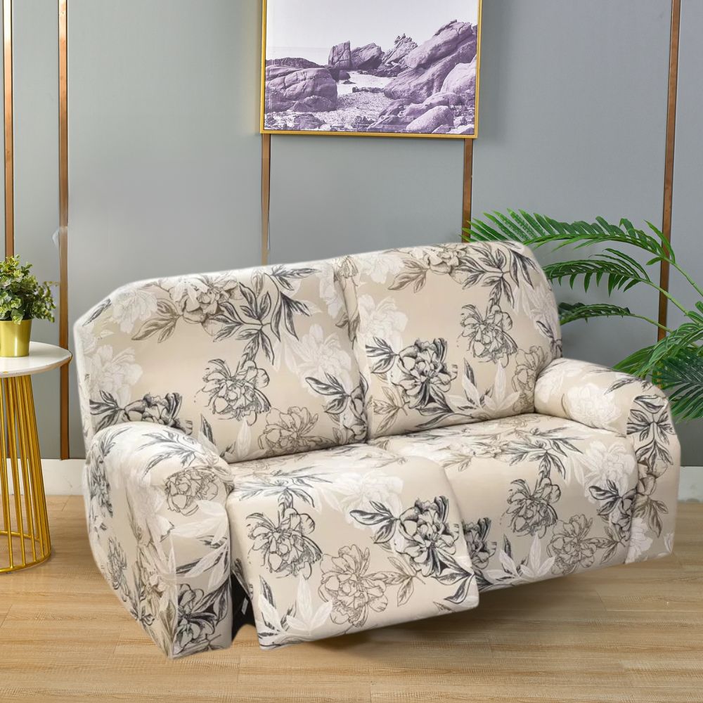 2-Seater White Flower Recliner Covers