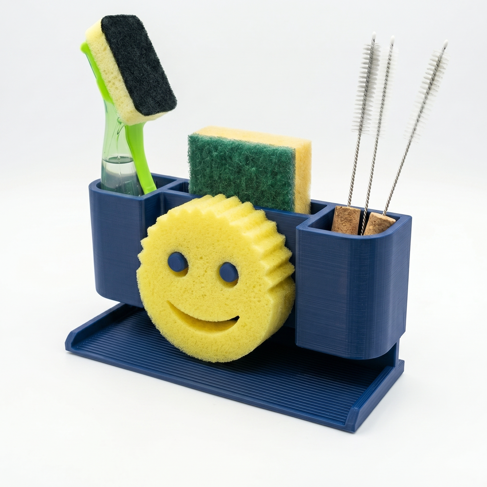 Modular Sink Caddy Sponge & Brush Organizer with Drip Tray