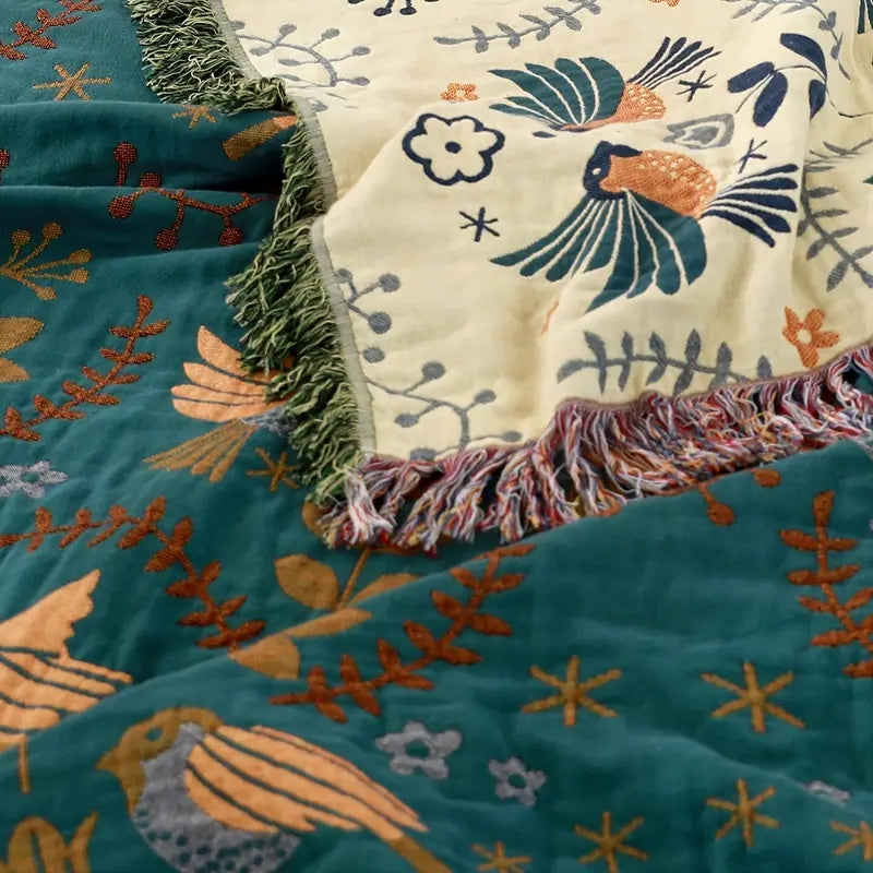 Reversible Scandinavian Bird Blanket