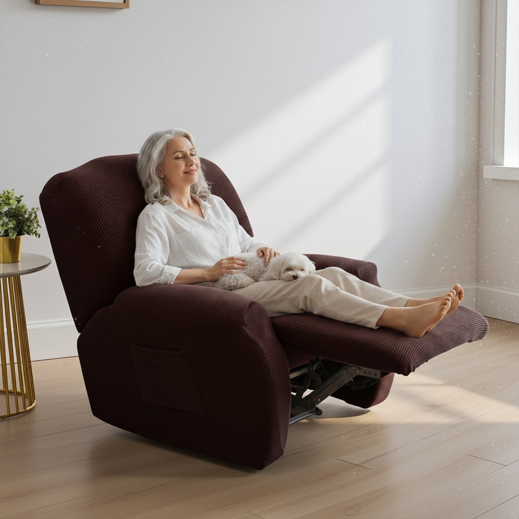 Jacquard Coffee Recliner Covers