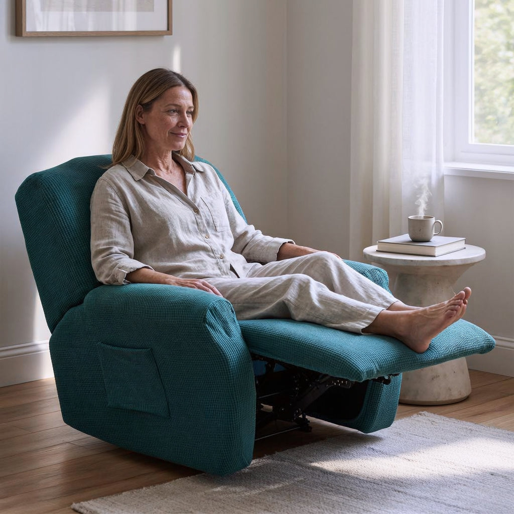 Jacquard Lake Blue Recliner Covers
