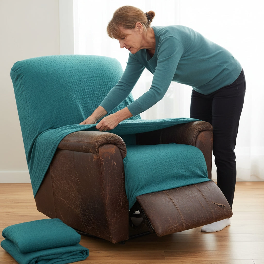 Jacquard Lake Blue Recliner Covers