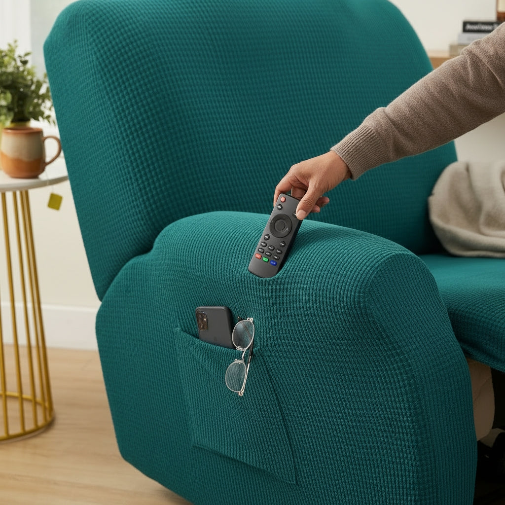 Jacquard Lake Blue Recliner Covers