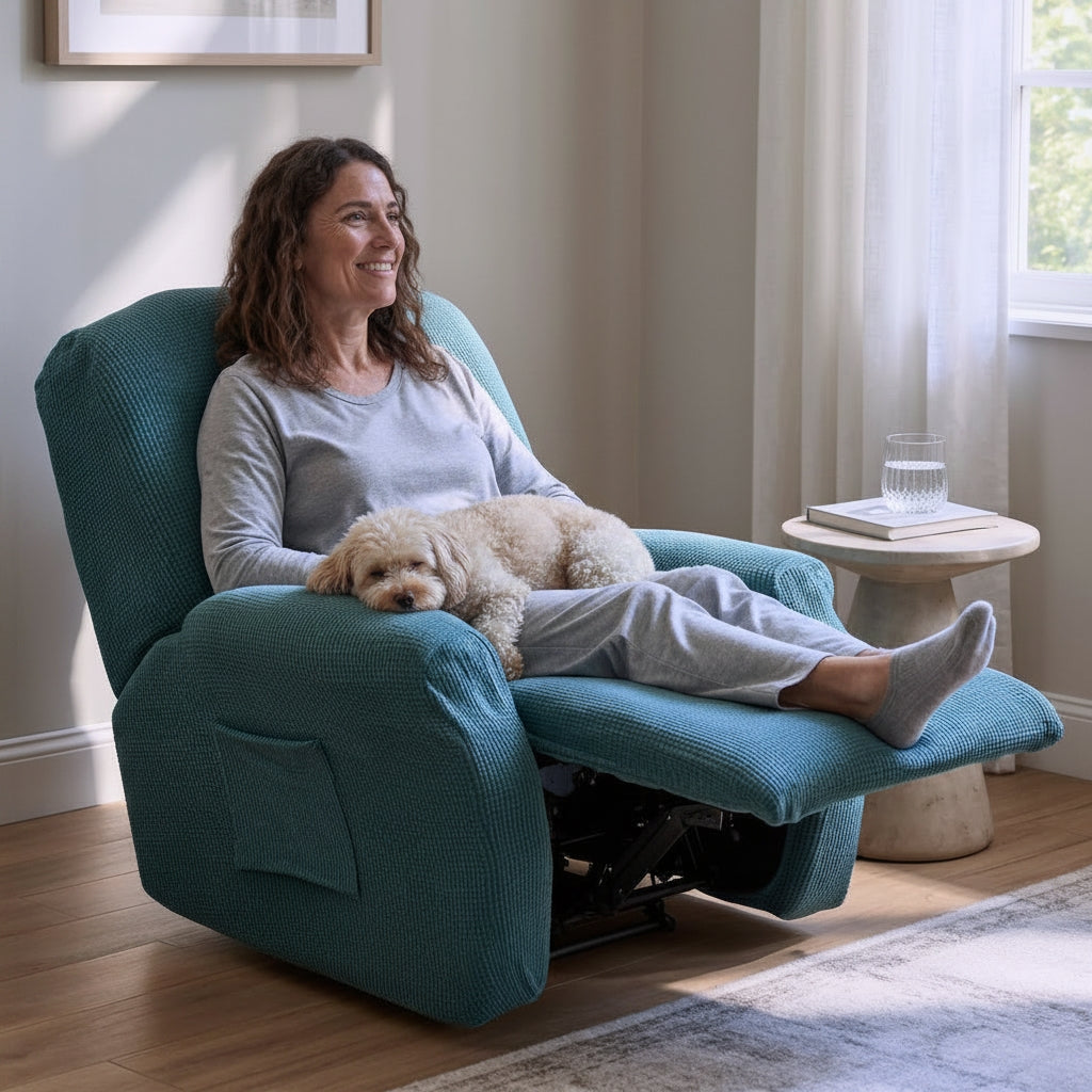 Jacquard Lake Blue Recliner Covers