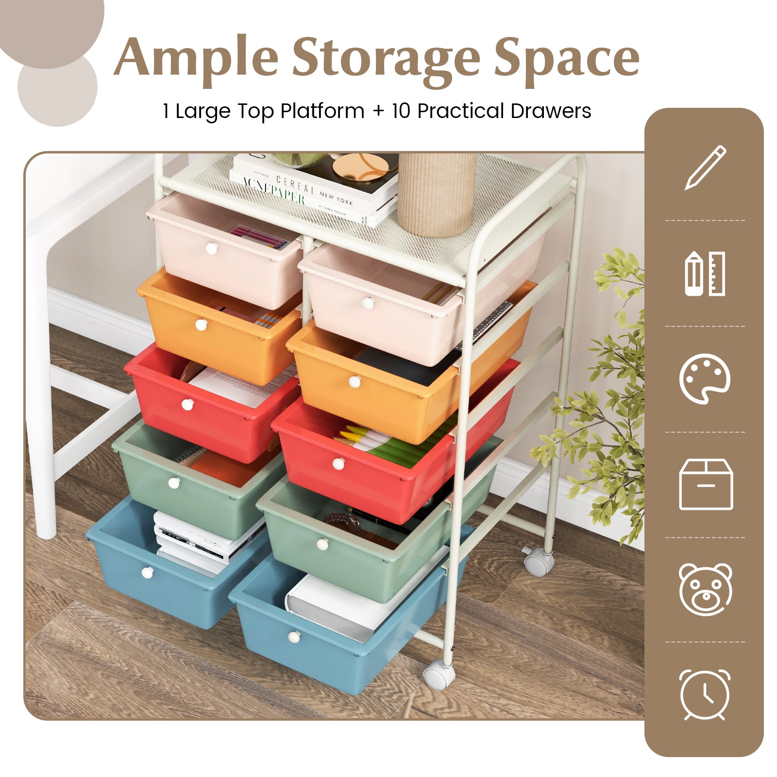 10-Drawer Utility Trolley Organiser