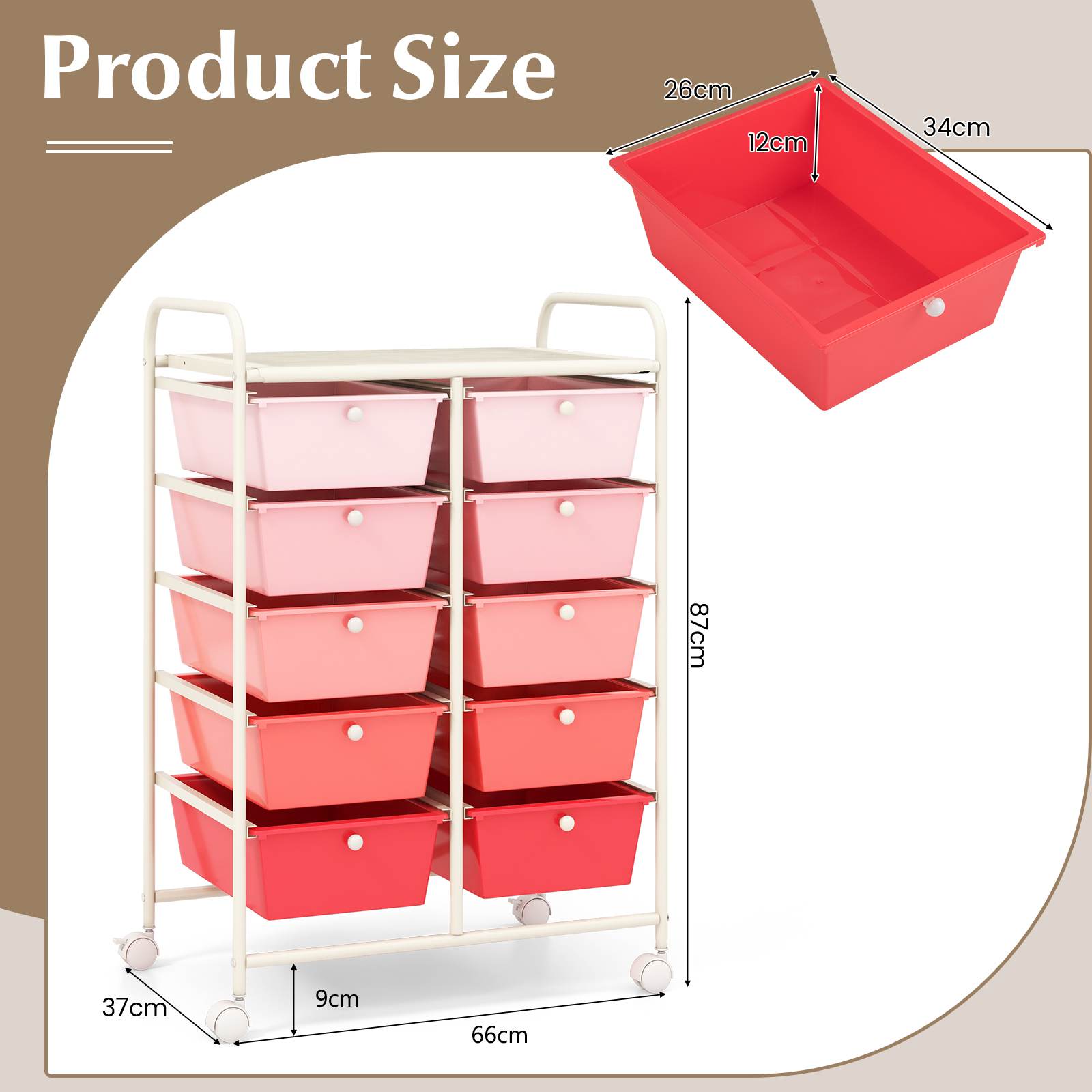 10-Drawer Utility Trolley Organiser