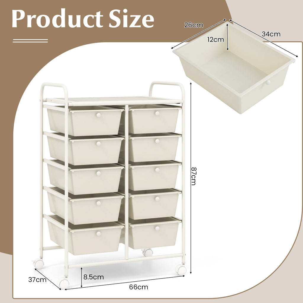 10-Drawer Utility Trolley Organiser