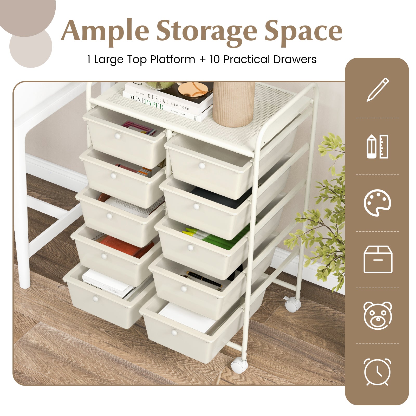 10-Drawer Utility Trolley Organiser