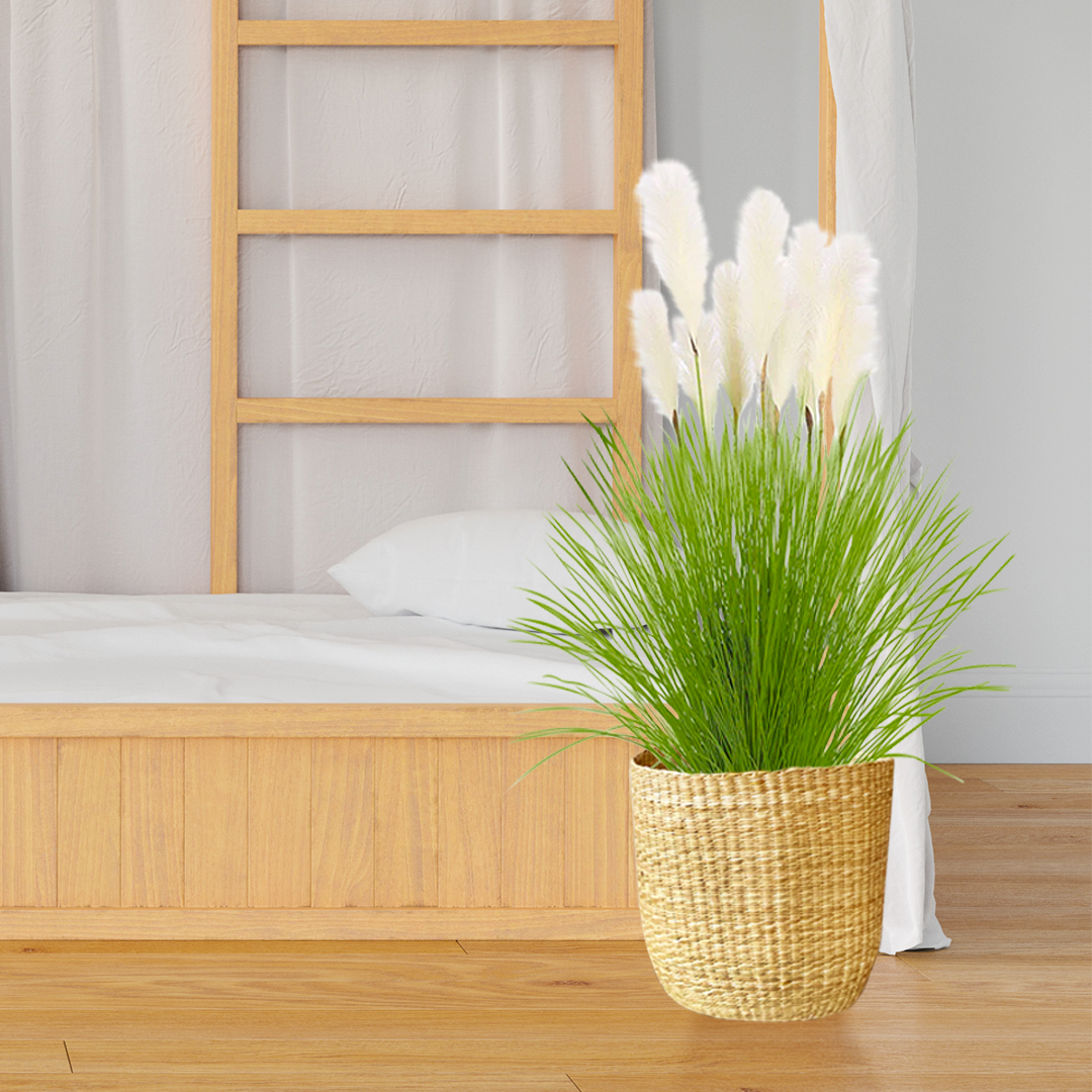 SOGA 137cm Potted Tall Silk Fake Pampas Grass, Artificial Plants Reed Greenery Flowers, Home Decor