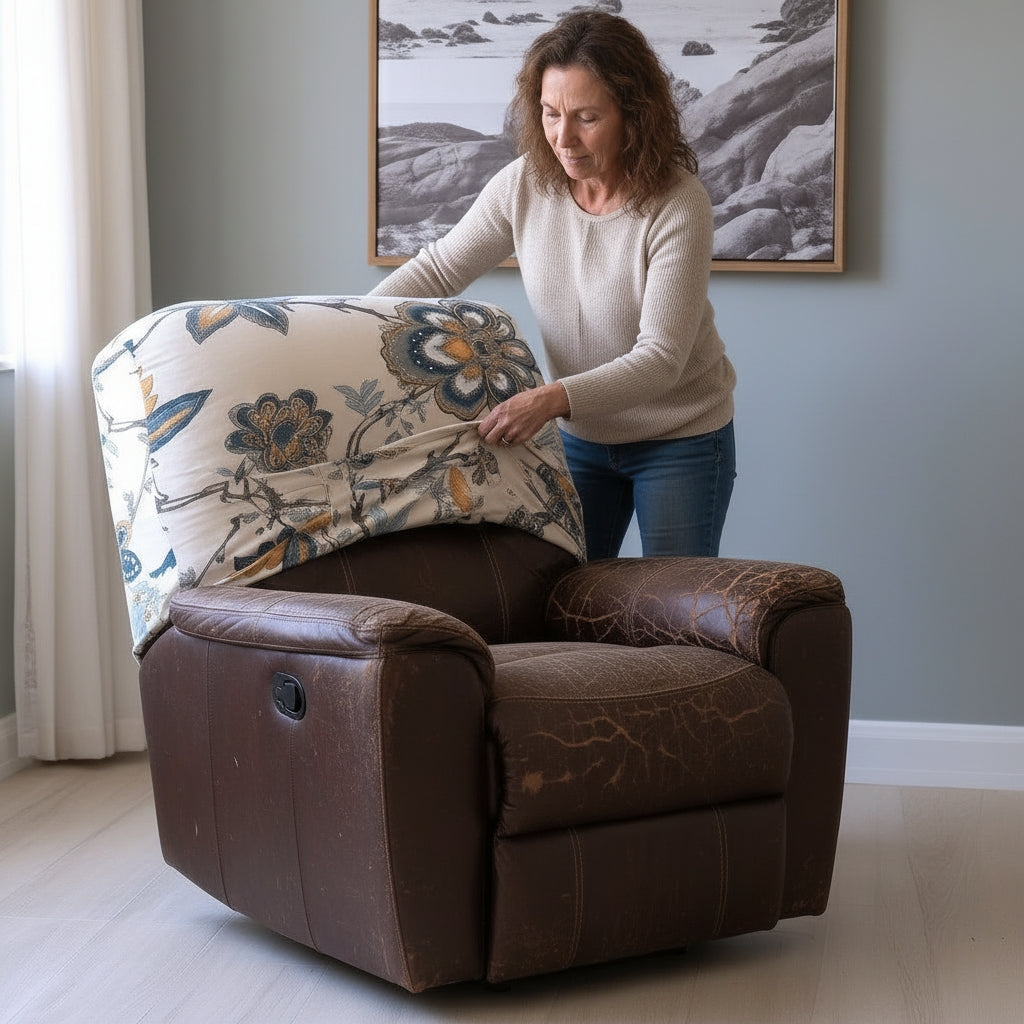 Orange Flower Recliner Covers