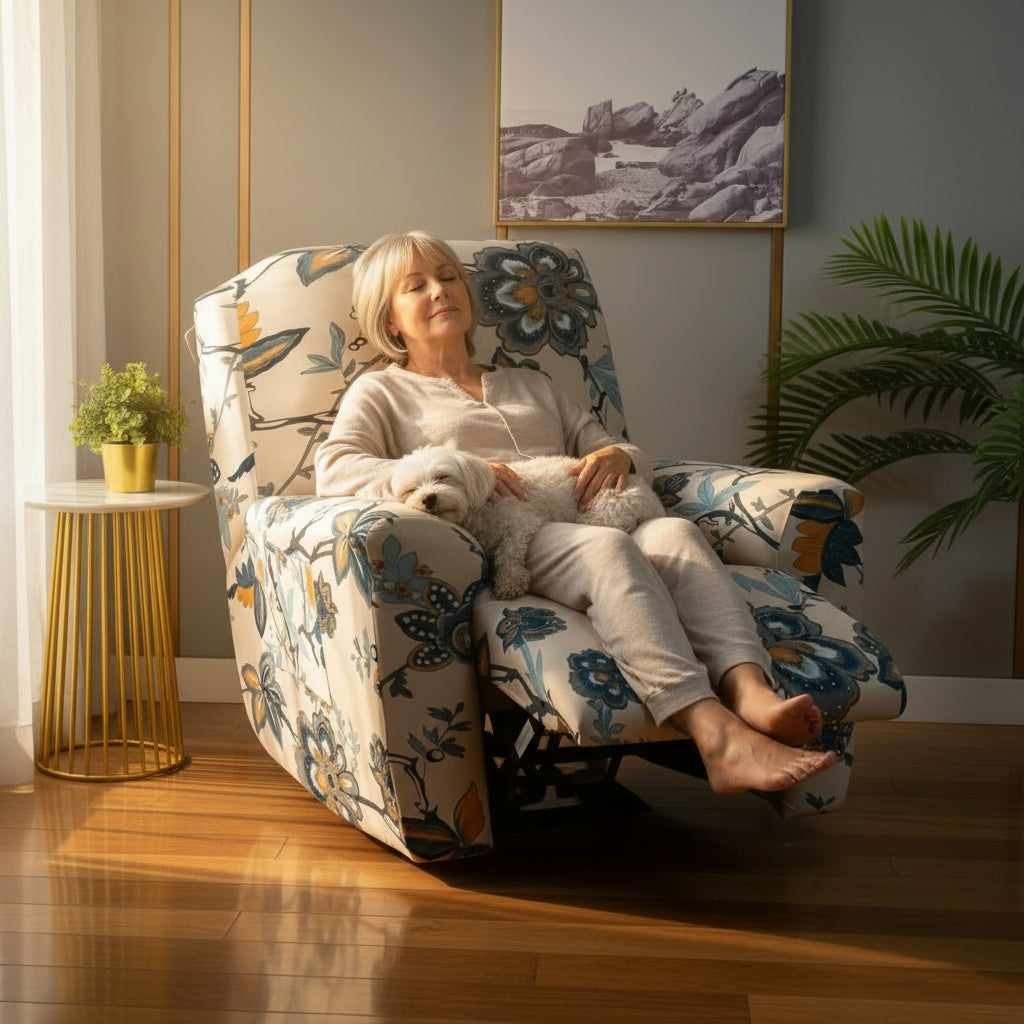 Orange Flower Recliner Covers