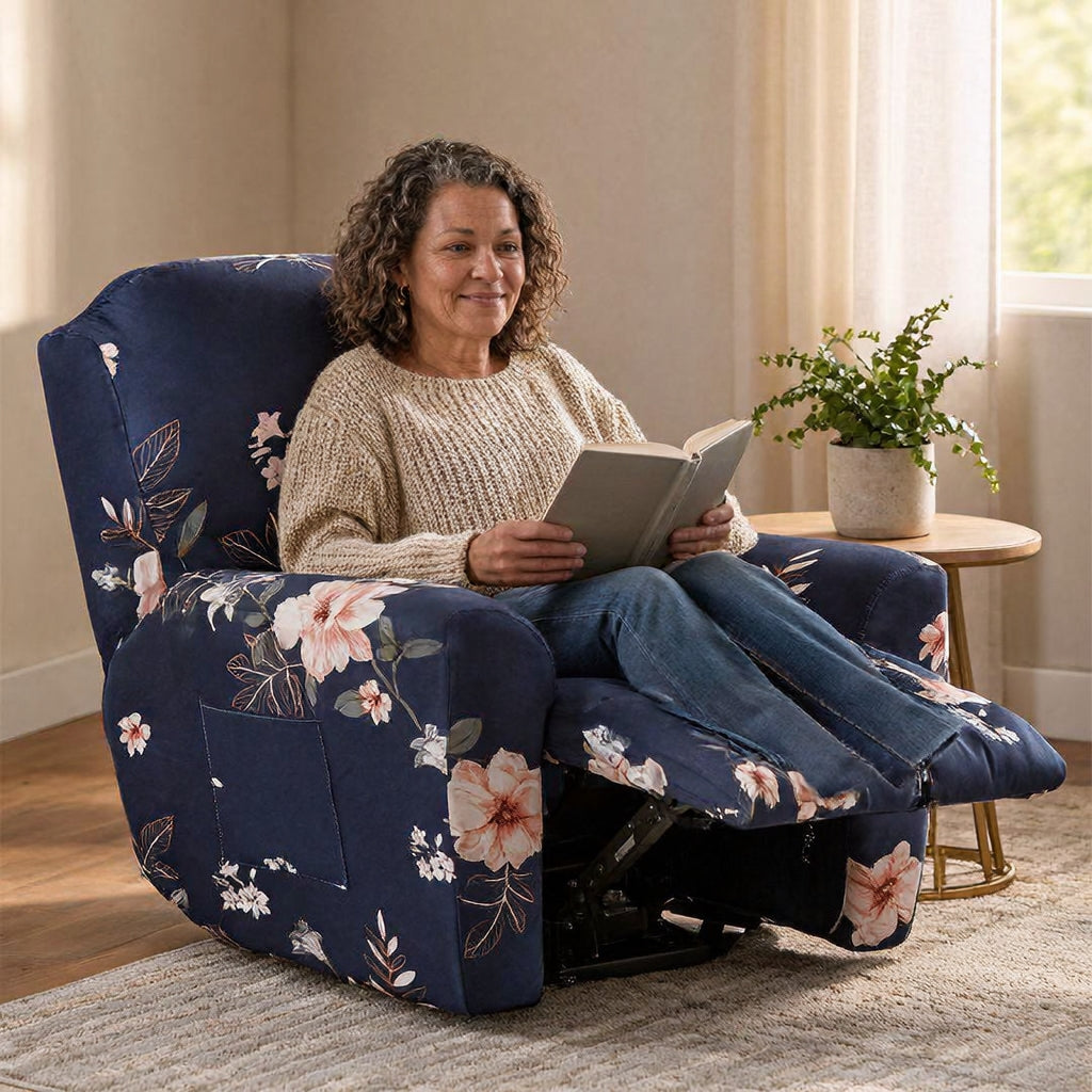 Pink Flower Recliner Covers