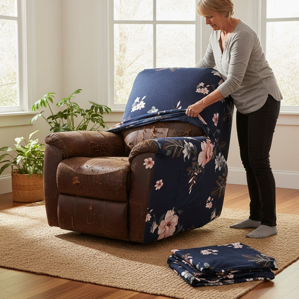 Pink Flower Recliner Covers