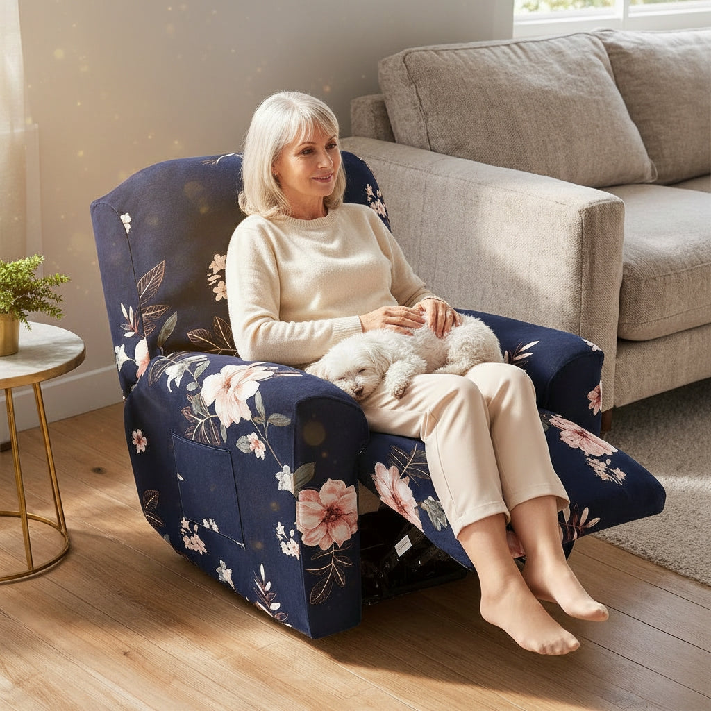 Pink Flower Recliner Covers