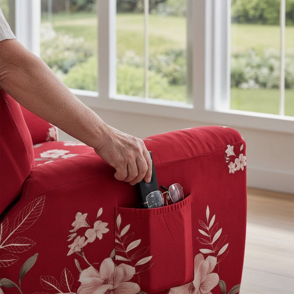 Red Flower Recliner Covers