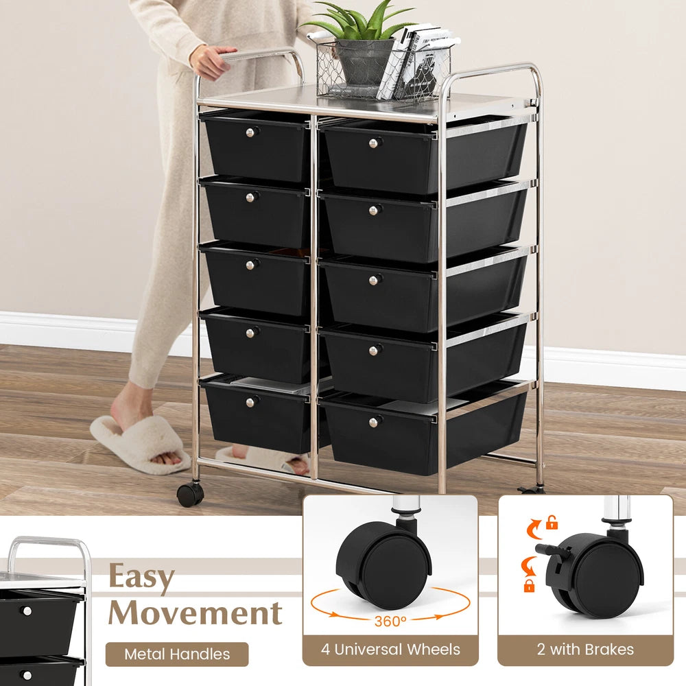 10-Drawer Utility Trolley Organiser
