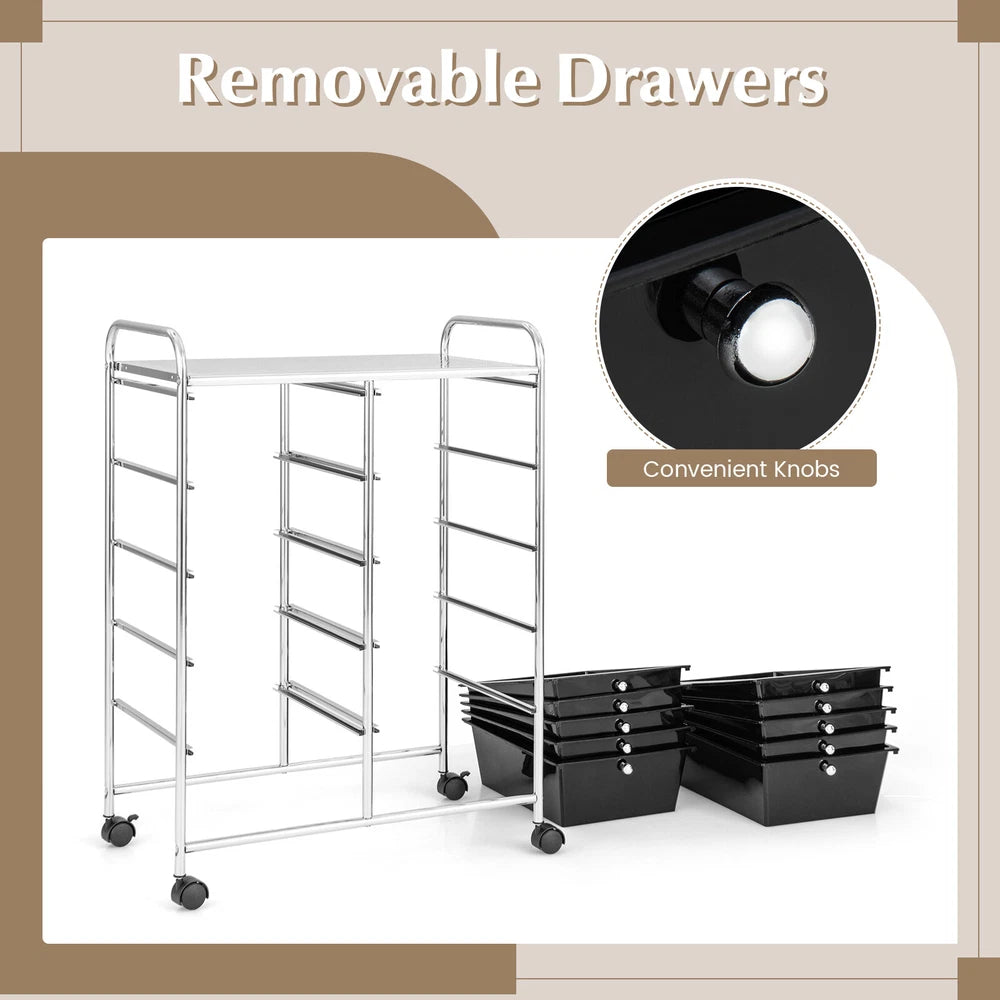10-Drawer Utility Trolley Organiser
