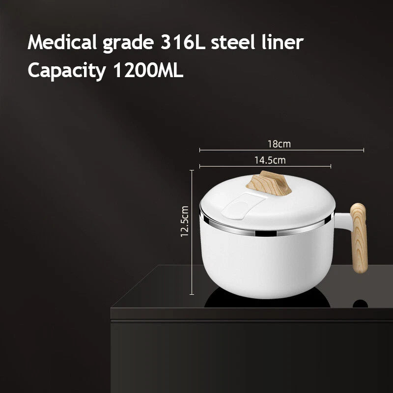 1.2L Instant Noodle Large Cereal Bowl Soup Mug Sealing Lid w/Phone Holder Handle