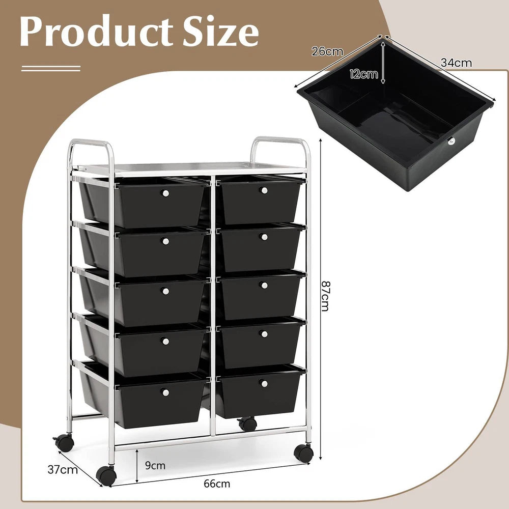 10-Drawer Utility Trolley Organiser