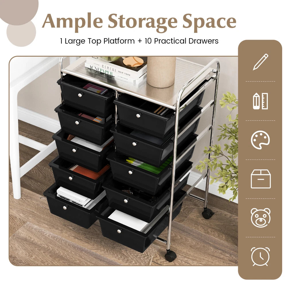 10-Drawer Utility Trolley Organiser