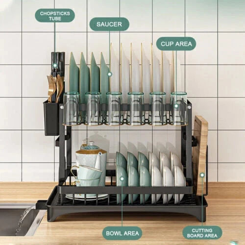 Drying Rack Plate Drainer 2 Tiers
