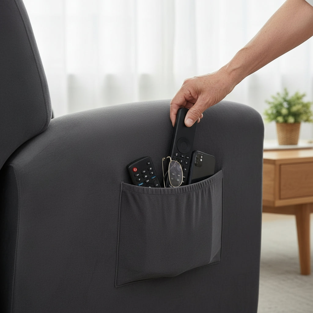 Velvet Dark Grey Recliner Covers