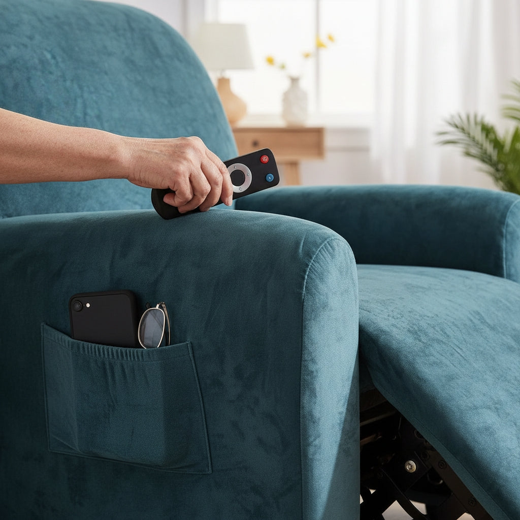 Velvet Lake Blue Recliner Covers
